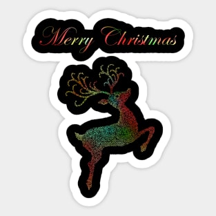 Merry Christmas Reindeer Silhouette Sticker